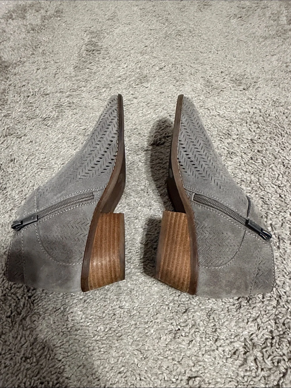Lucky Brand Gray Suede Cutout Ankle Booties